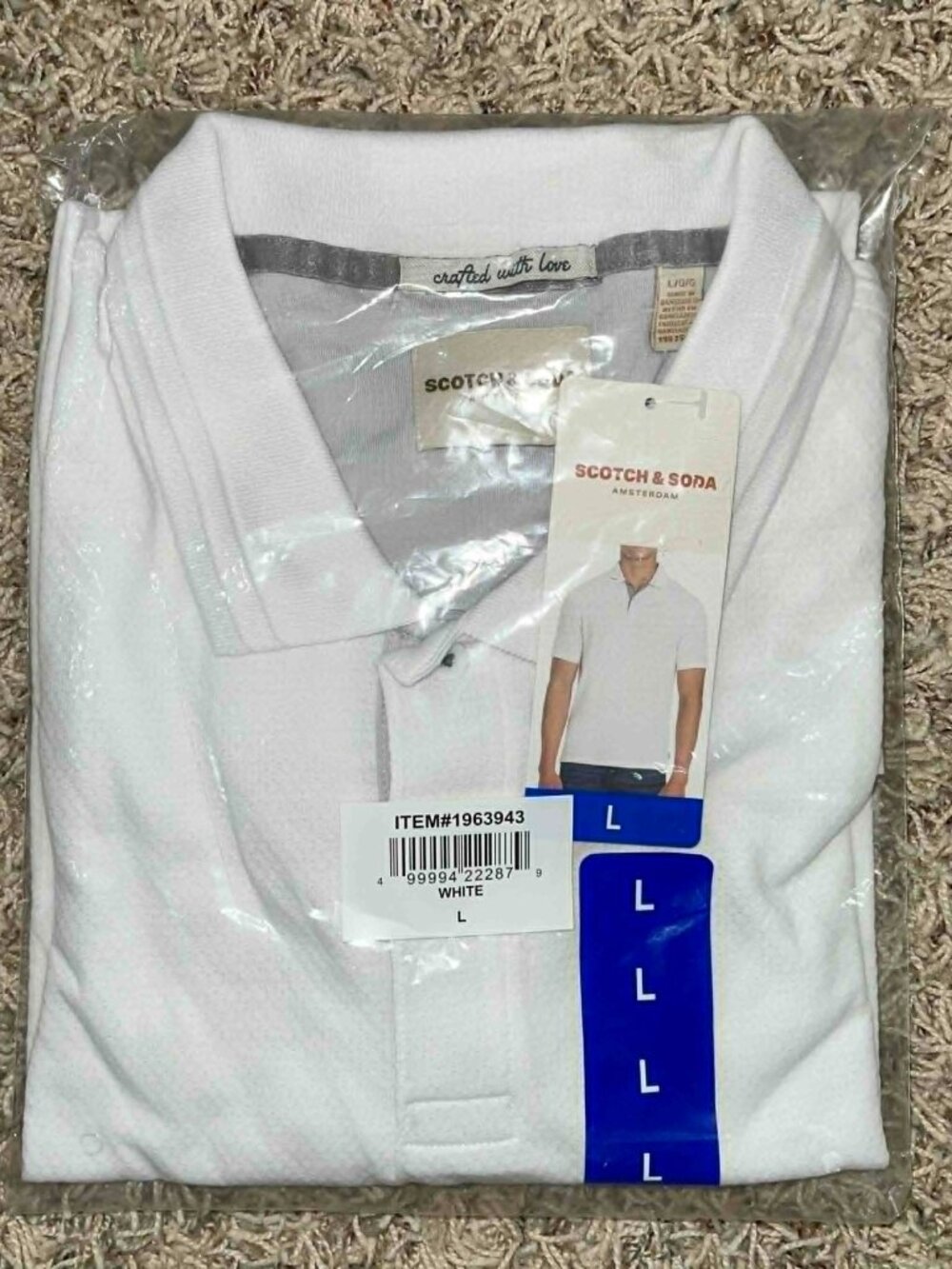 Scotch & Soda Men's Jacquard Polo Shirt White, Size Large (New)